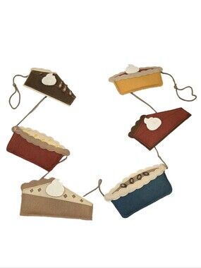 Thanksgiving Felt Pie Garland 74" Fall Autumn Harvest Mantel Holiday Decor